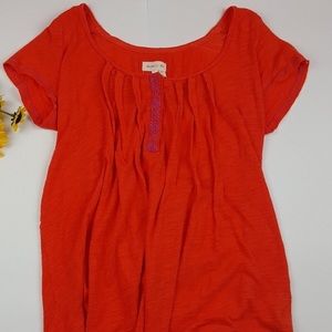 Anthropologie Meadow Rue orange embroidered tee